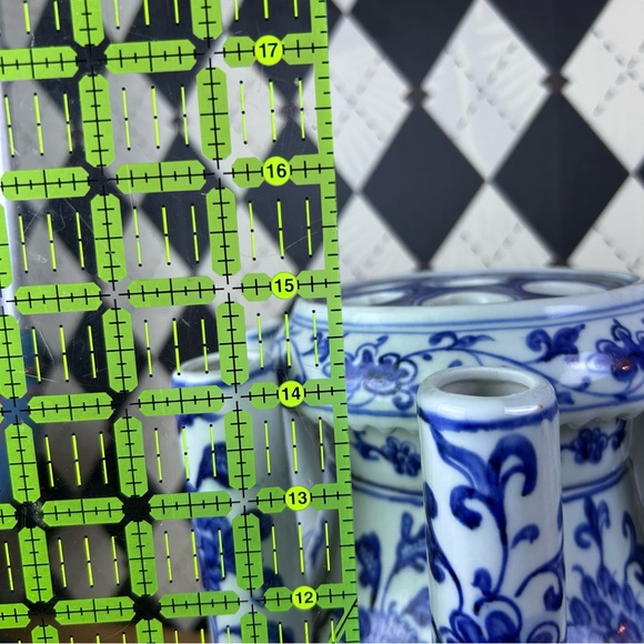 Grand Tulipière 15” Blue & White Chinoiserie Dragon Vase Porcelain Multi-Spout - Picture 16 of 17